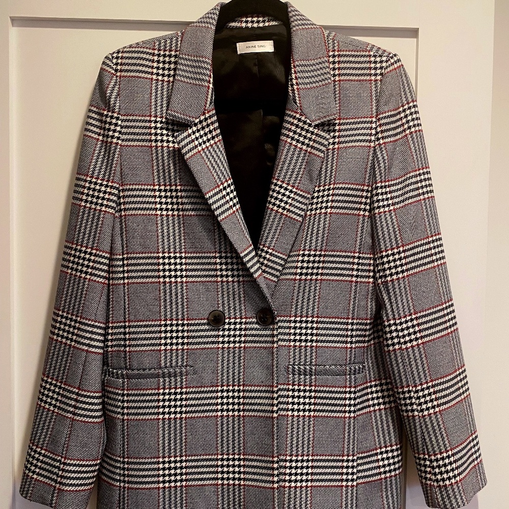 ANINE BING plaid double-breasted blazer
